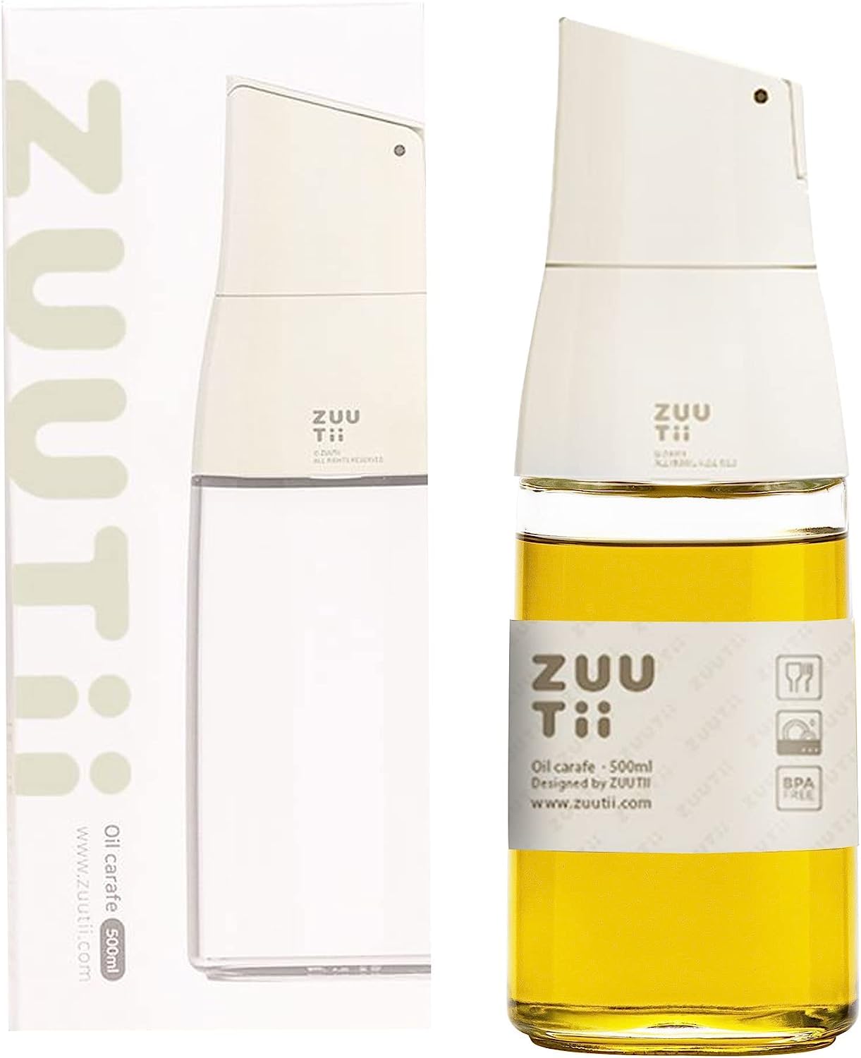 

Zuutii One-Handed Oil Bottle, Drip-Free, for Soy Sauce and Other Condiments, Dishwasher Safe, Great Gift, 500ml Light Cream, ZTOC5638