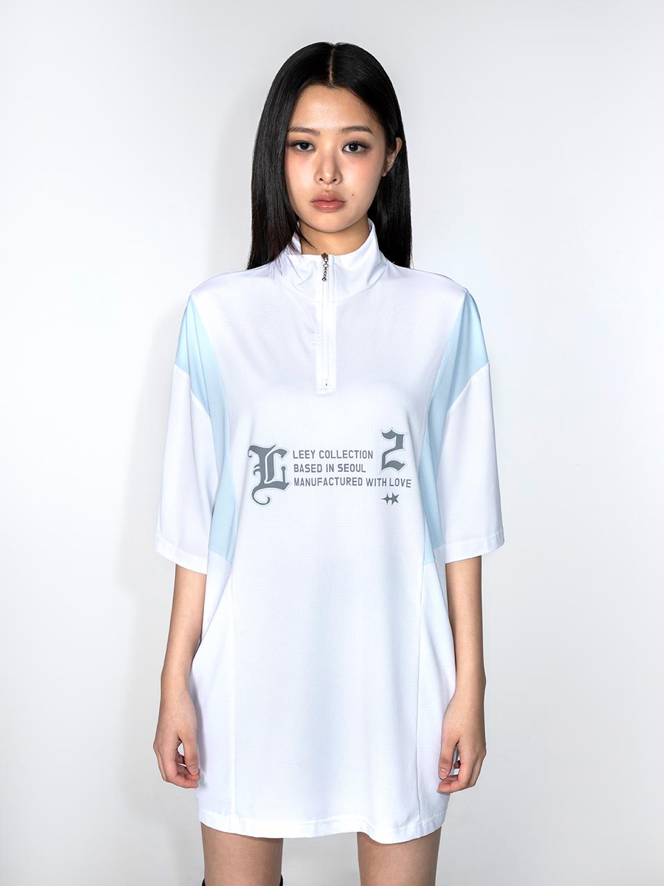 Yiiel Oversized Half Zip-Up Sports Top White