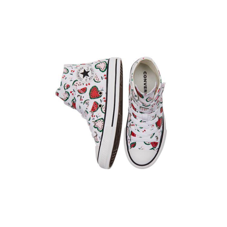 Converse All Star 1V Fruit Print High Top Kids Canvas Shoes Kids Sneakers White Red Green A02604C