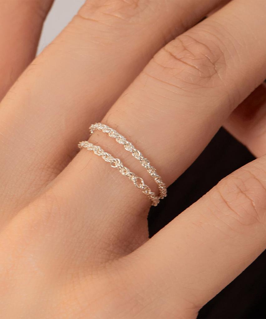 Helene Jewelry 925 Silver Twist Rope Chain Silver Ring (Type D)