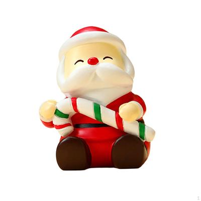Pequena estátua de Papai Noel enfeite de Natal com bengala, presente de Natal, decoração de Natal para