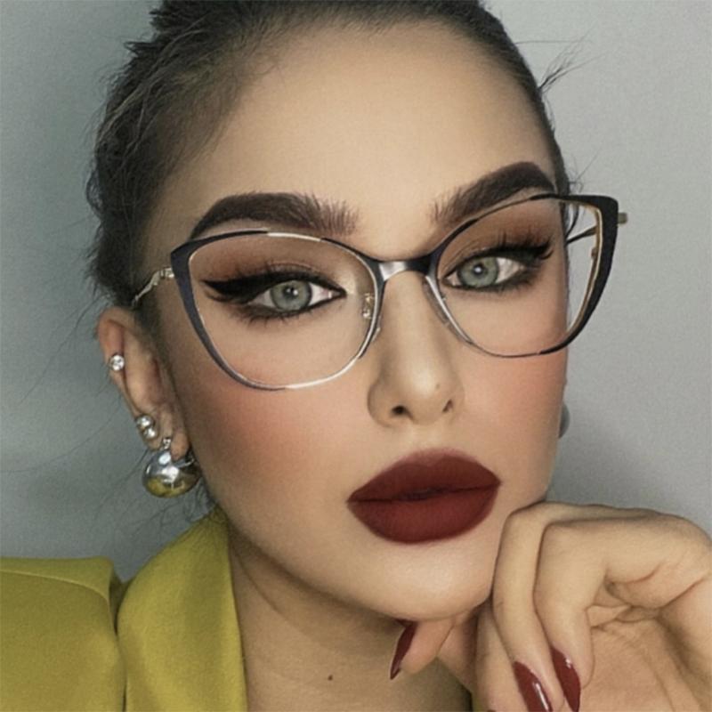 Riangular Cat Eyes Frame Clear Lens Glasses Women Myopia Nerd Spectacles Degree -0.5 -1.0 -2.0 -3.0 -4.0 To -6.0