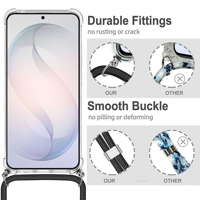 Cover per Samsung Galaxy S26, Protezione in Silicone Trasparente Antiurto con Cordino Rosa