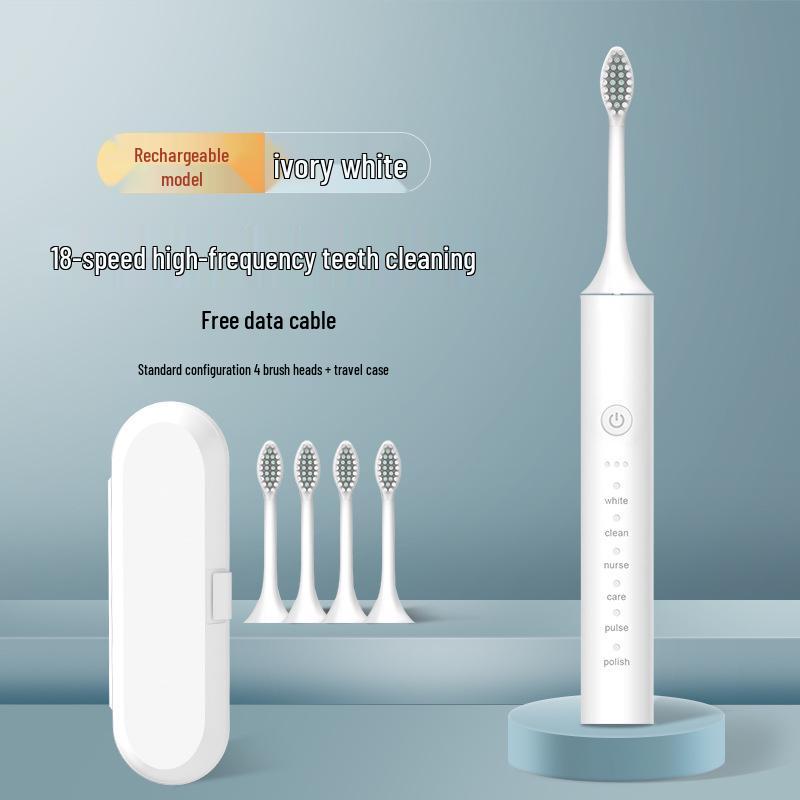 Unisex Rechargeable Ultrasonic Soft Bristle Electric Toothbrush for Home & Travel