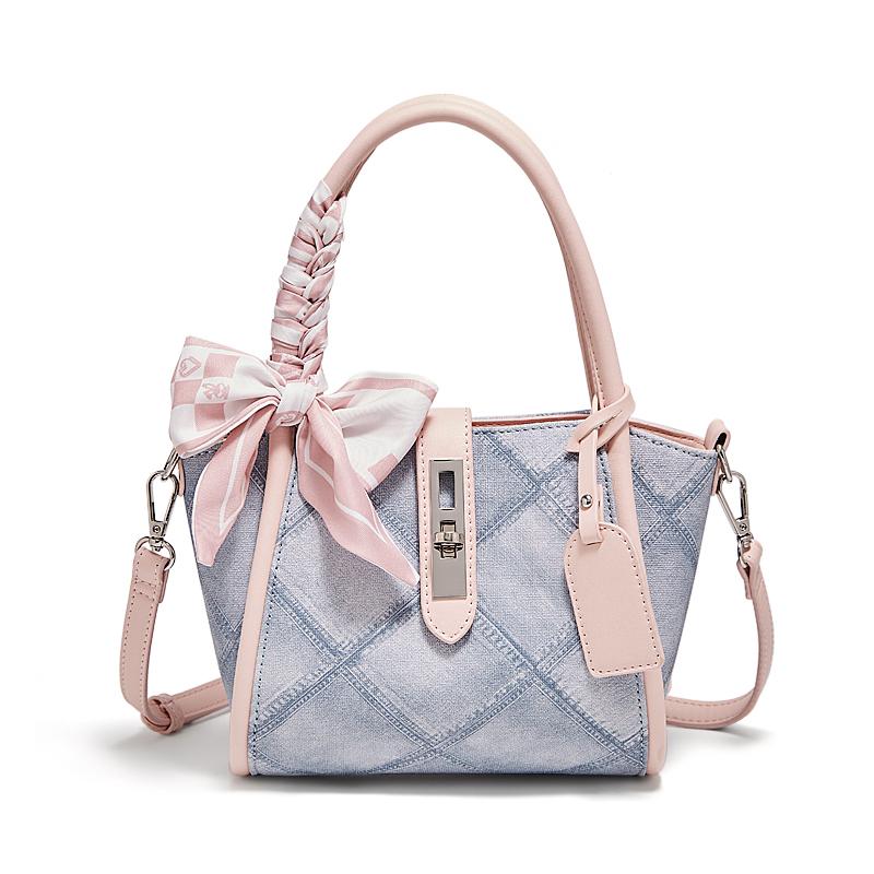 

FOXER 2026 Fashion Denim Shoulder Bag Women s Contrast Color Handbag PVC Leather Lady Crossbody Bag Casual Daily Tote Bag