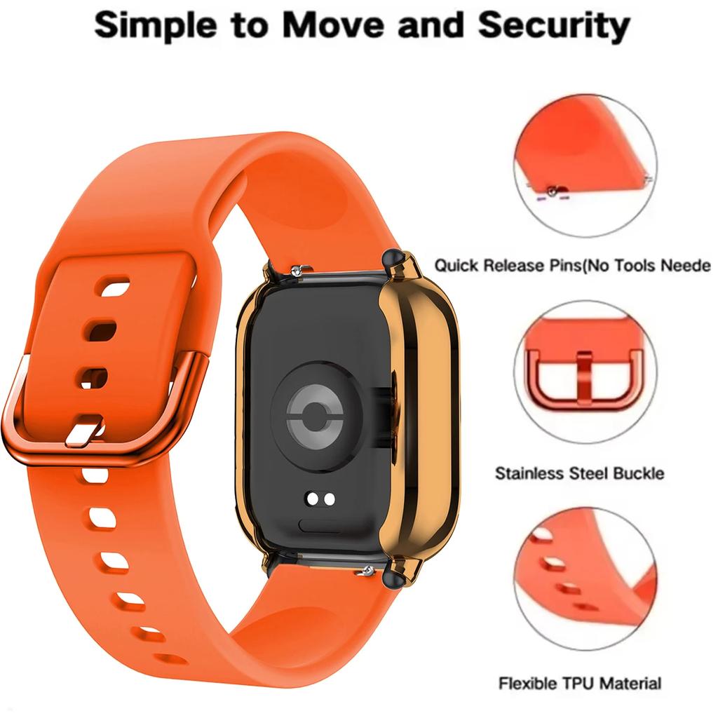 22mm Silicone Strap With Case For Xiaomi Redmi Watch 5 Active Lite Smart Watch Wrist Band TPU Case For Redmi Watch 5 Active Lite