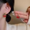 Elegant Cherry S925 Silver Stud Earrings - Versatile, Fashionable Fruit Style for Girls' Beautiful Temperament