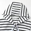 Long Sleeve Women Striped Hooded Sweatshirt with Zipper Pocket and Drawstring