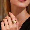 Creative Stainless Steel Rectangular Geometric Adjustable Rings for Women Luxury Metal U-Shaped Line Hollow Ring Party Jewelry