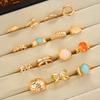 15Pcs/Set Vintage Luxury Irregular Metal Open Ring for Women Men Boho Colorful Acrylic Rings Elegant Daily Party Jewelry Gifts
