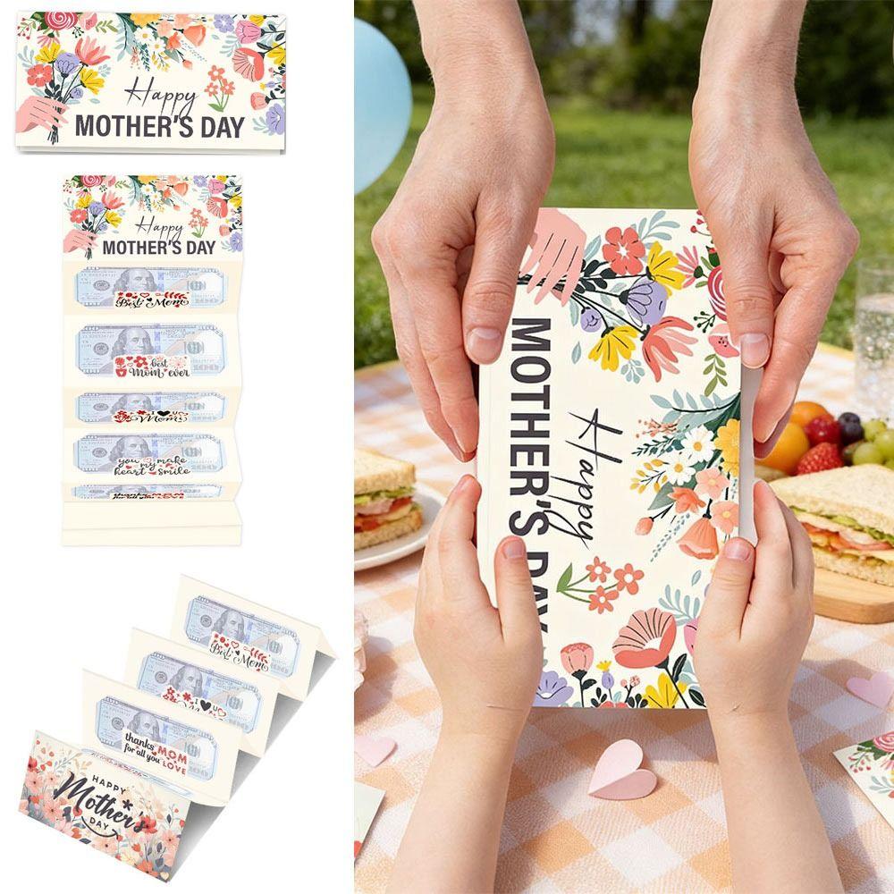 Flower Pattern Money Festival Card Surprise Mother's Day Cash Holder Festival Money Box For Mother