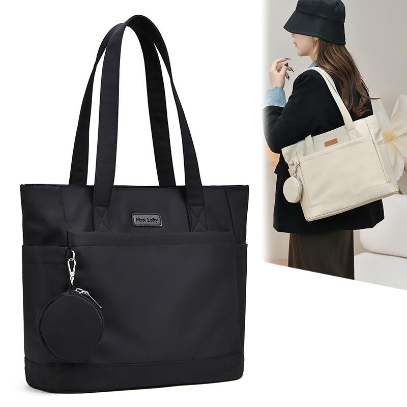 Large Capacity Shoulder Bag Solid Color Tote Bag Student Handbag