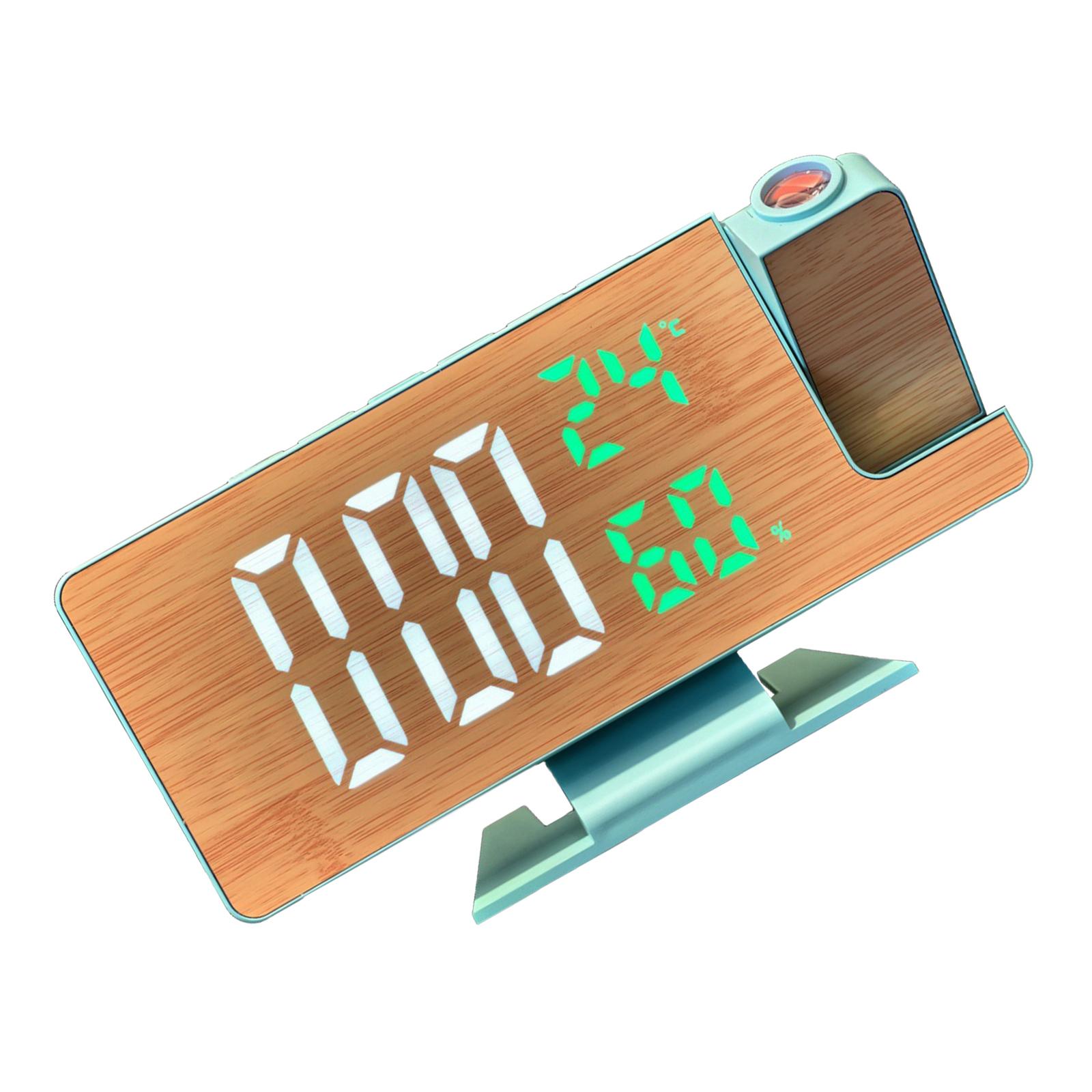 

Большой дисплей Светодиодный будильник с рисунком дерева, с вращающимися проекторами и отображением температуры и влажности, функцией повтора светло-зеленый