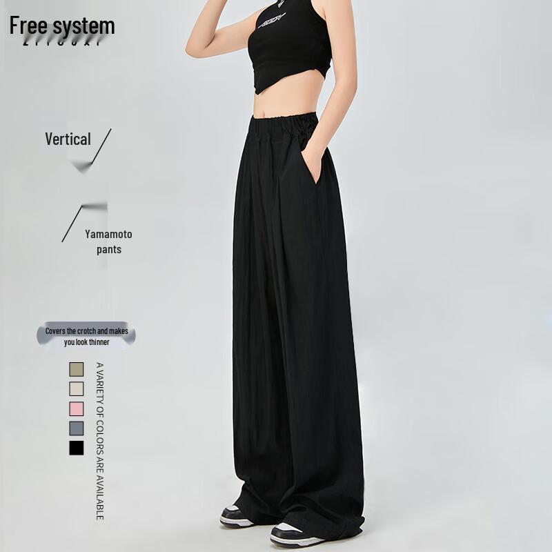 Women s High-Waist Loose Wide-Leg Ice Silk Pants EU 44