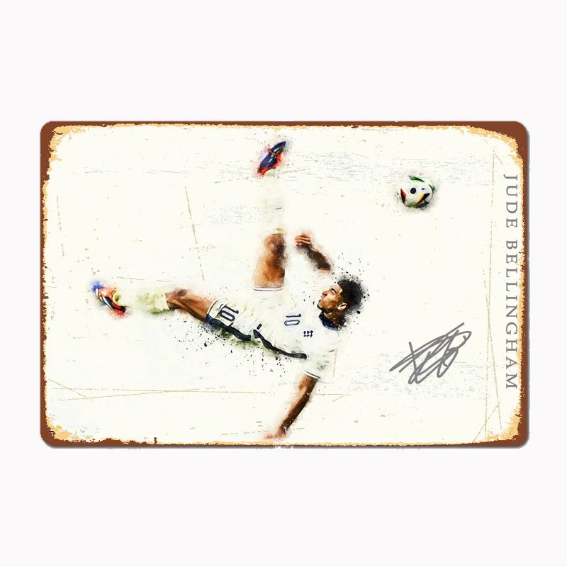 Jude Bellingham Fußball Sport Player Poster Metall Zeichen Poster Garage Zimmer Kino Wohnzimmer Custom Zinn Vintage Wohnkultur