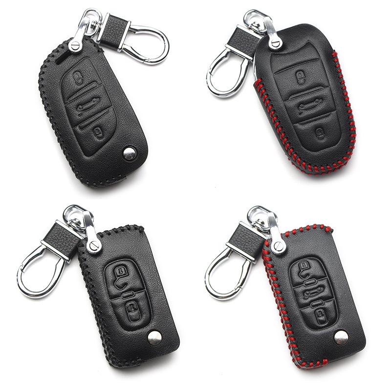 Genuine Leather Key Cover for Peugeot 308, 508, 408, 3008, 4008, 208 & Citroen Sega