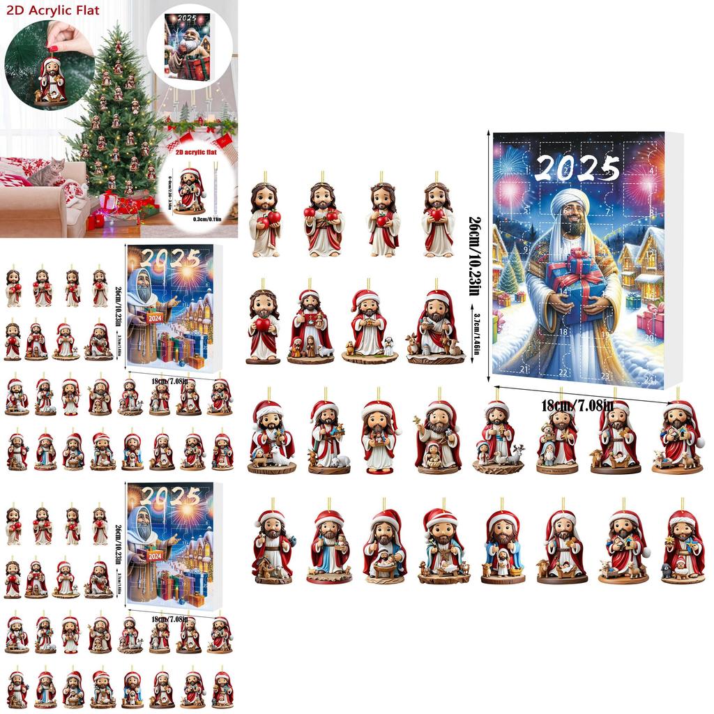 Christmas Countdown Calendar Box With Santa Claus Acrylic Assembled Decor For Holiday Gift Giving