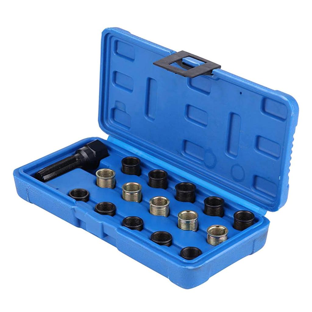 Professional 16Piece Engine Repair Spark Plugs Thread Repair Tool, M14x1.25mm With Steel Construction And Storage Case