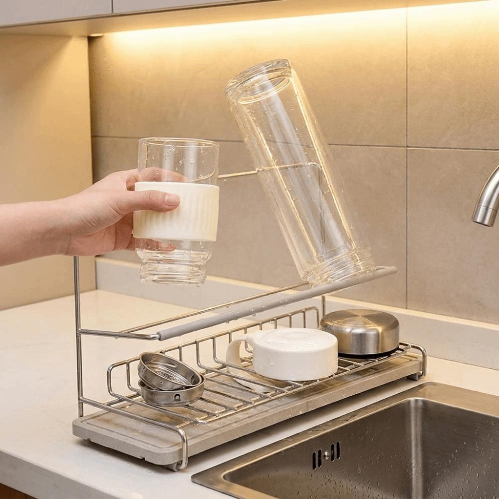Large Capacity Double-layer Water Cup Rack Anti-Fall Bottle Drying Rack Cup Drying Rack  Office