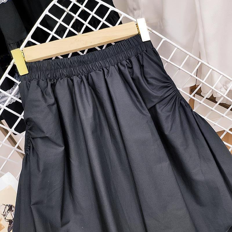 Jupes Slim Lolita version coréenne pour femmes, design à fausses poches, jupe trapèze irrégulière, grande taille, mi-longue