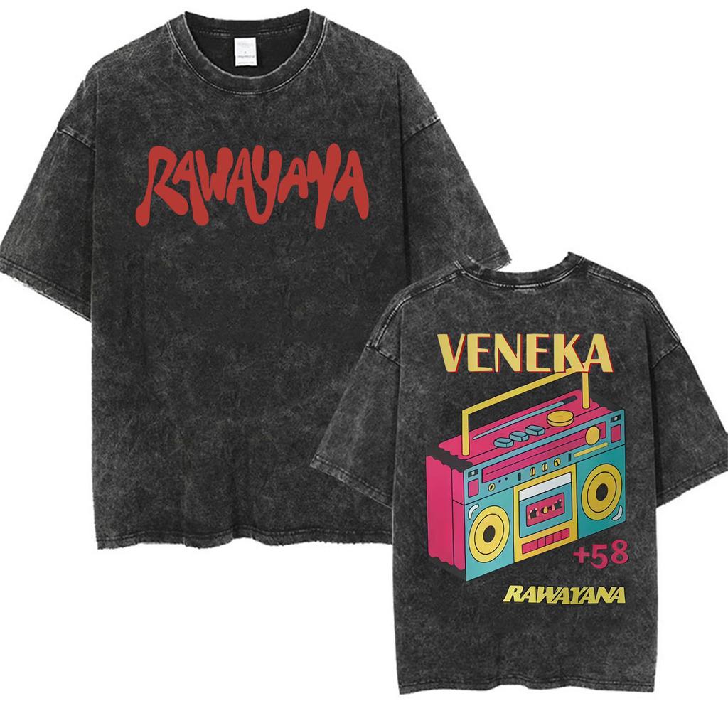 Magliette Vintage Lavate Uomo Donna Moda Hip Hop Pop Musica T Shirt Casual Larga Manica Corta Rawayana Veneka Band Album