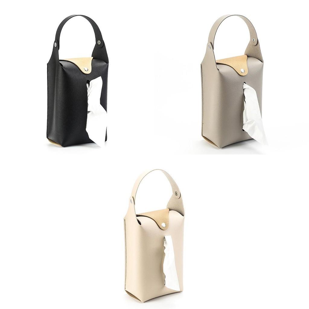 Customizable Leather Paper Towel Box For Car Living Room Bathroom Black Blue Pink Gray Beige