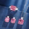Huabi Jewelry High Carbon Diamond Ice Flower Cut Copper Inlaid Princess Pink Diamond Set 12*12-10*10
