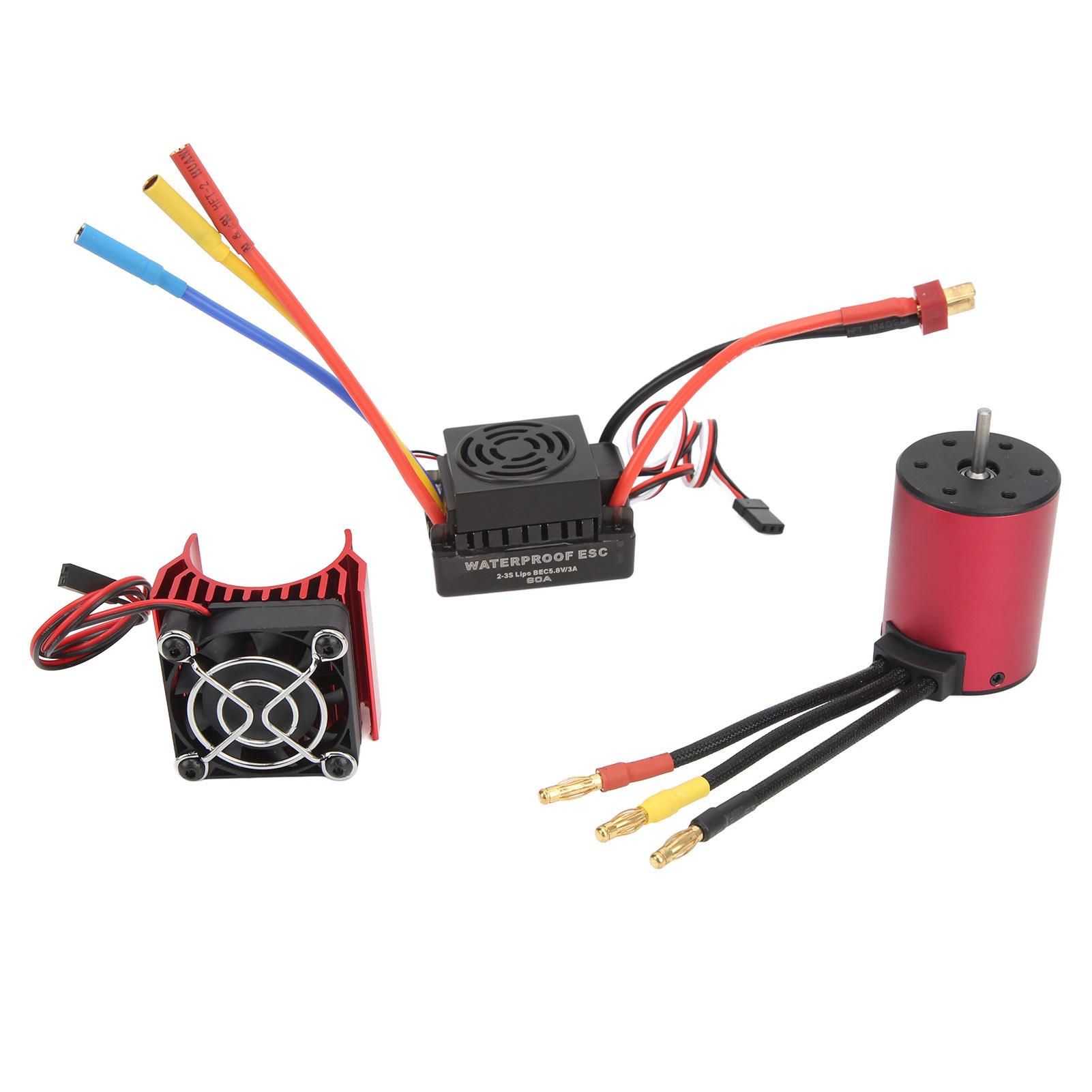 

4300KV Brushless Motor with 60A ESC 4 Poles 12 Slots RC Brushless Motor ESC Combo for 110 RC Car