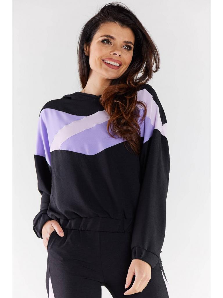 Casual fabric sweatshirt, black and purple M