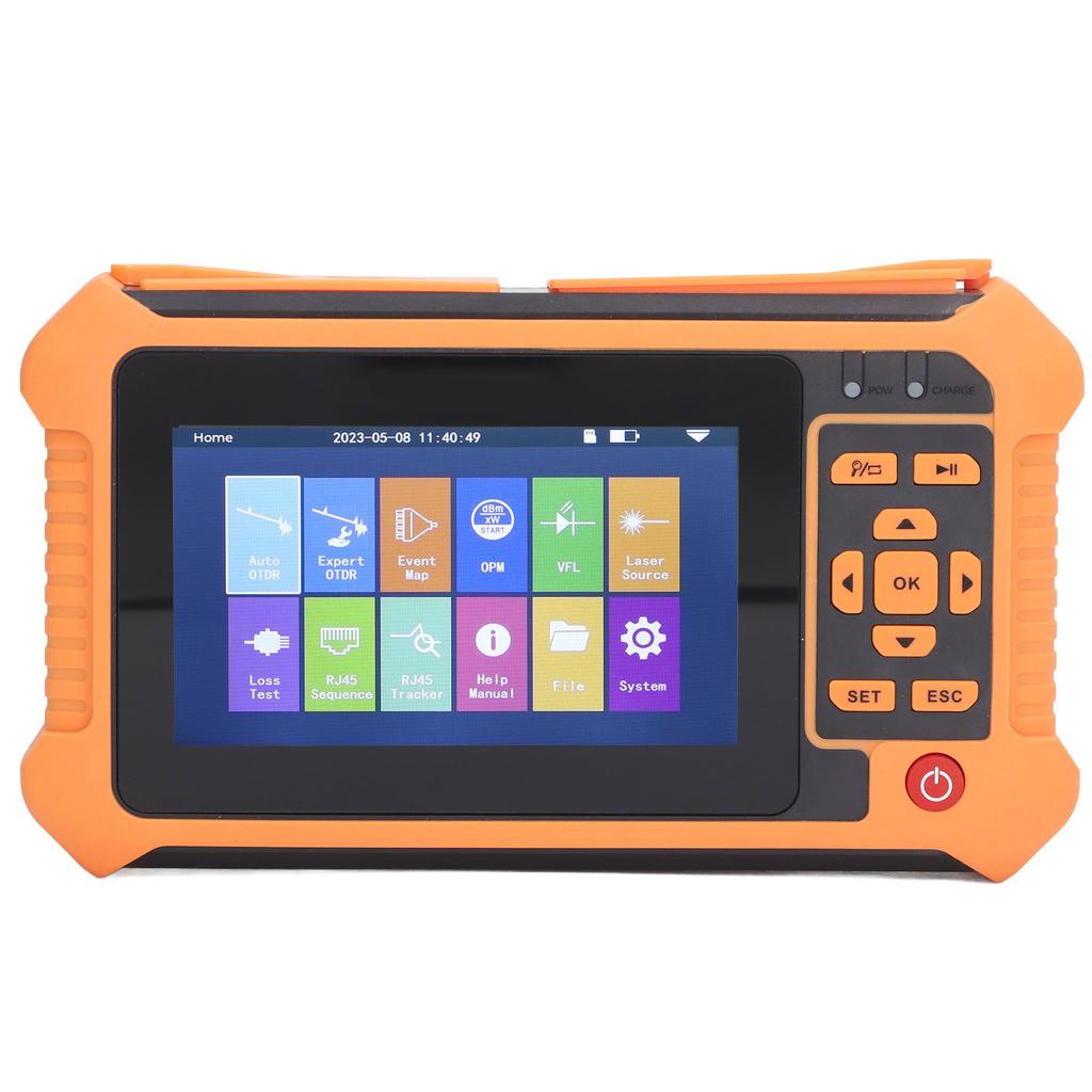 OTDR Fiber Optic Tester 1625nm Optical Time Domain Reflectometer Obstacle Finder 4.3in LCD Touch Screen 100‑240V US Plug