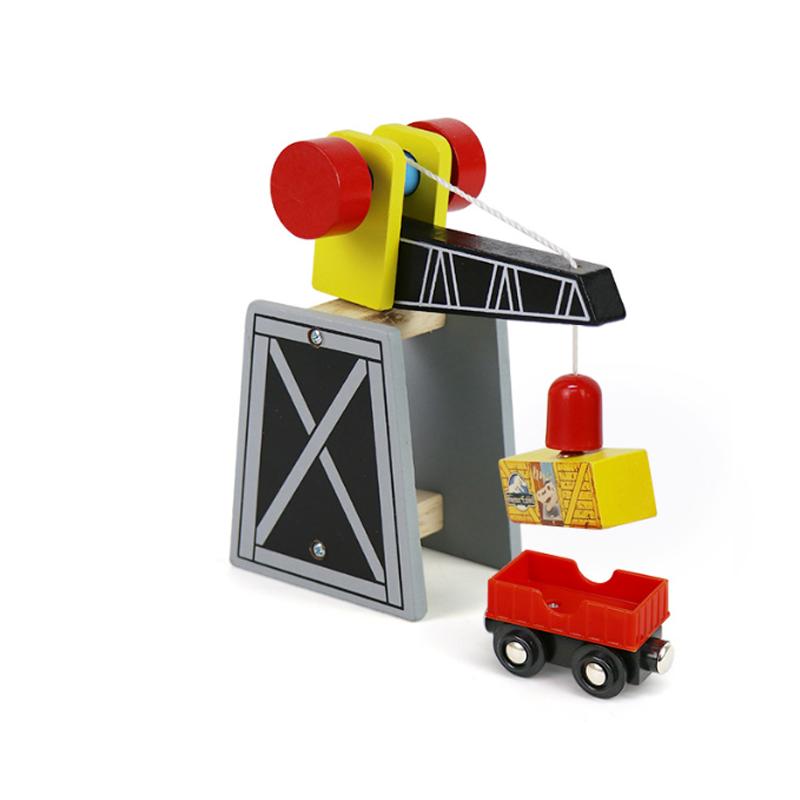Wooden Train Track Accessories Tower Crane Compatible with Thomas Brio Track All Major Brand Railway Track