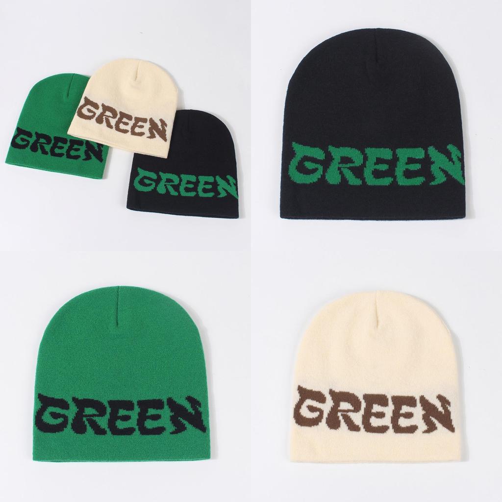Versatile Style Hat Funny Letter Solid Unisex Warm Knitted Hatsbeanie