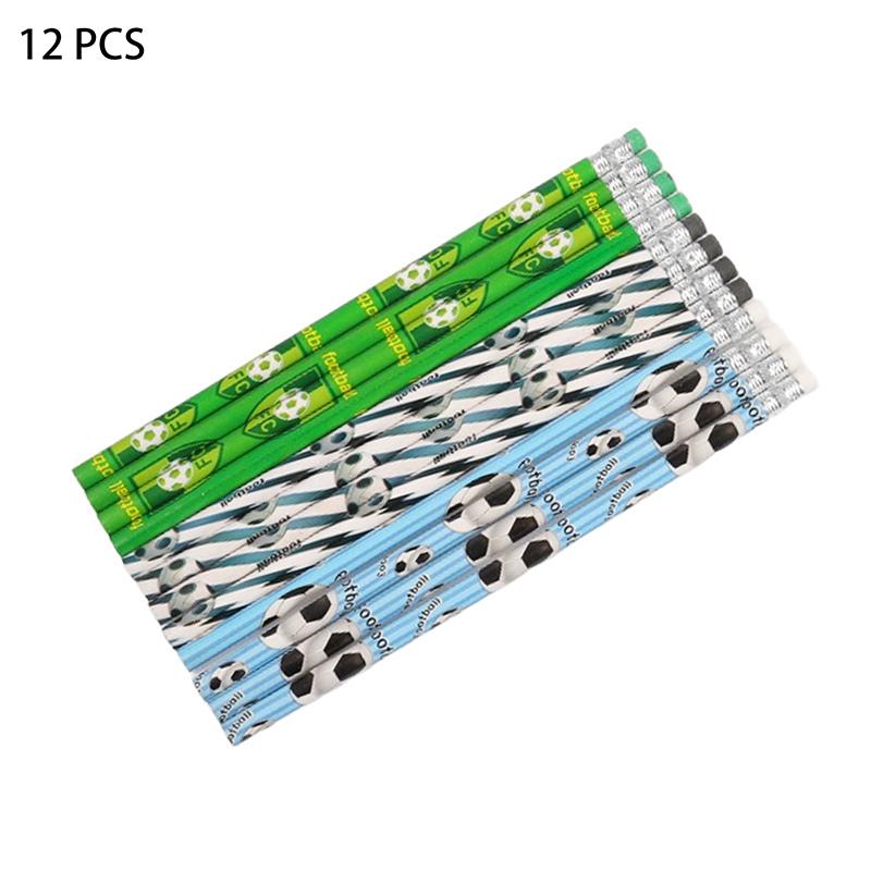 

12 шт. Карандаши на футбольную тематику Спортивная вечеринка Футбол Деревянные карандаши с ластиками Награда для класса Школьные принадлежности Подарок для вечеринки