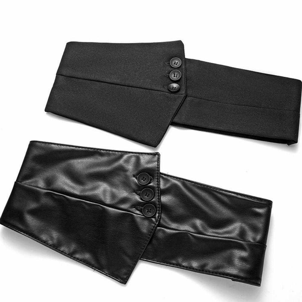 Button PU Leather Corset Spicy Girl Western Cowboy Belt Retro Wide Belt Ladies