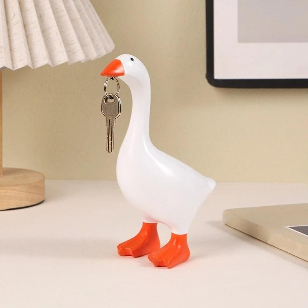 Cute Goose Figurines Key Hanger Funny Dumb Goose Key Holding Figurine  Birthday Gift