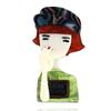 New Punk Cool Brown Hair Lady Acrylic Brooch For Women Letters Green Clothes Lapel Pins Brooches Badges Jewelry Party Dress Gift