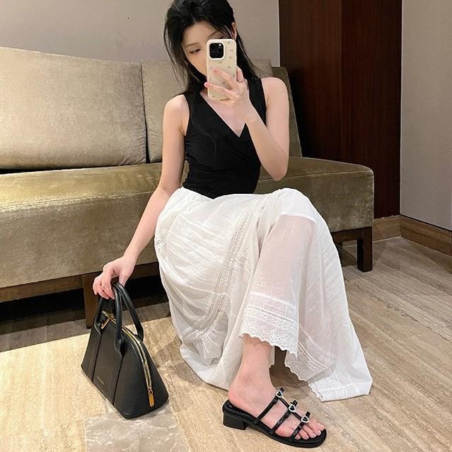 [French Love Rhinestones] Pure desire wind heightened thick heel exquisite outer wear sandals women's 2025 summer beach slippers