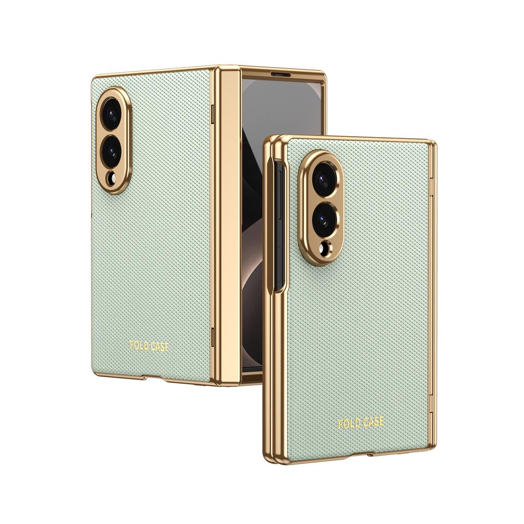 Electroplated Leather Phone Case For Samsung Galaxy Z Fold 8 Wide 5G Z Fold 8 5G Hinge Protective Glass Screen Protector Cover