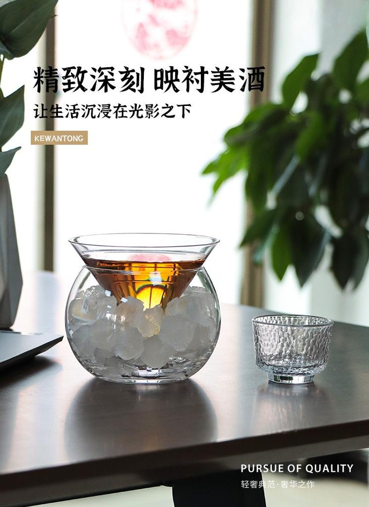 Japanese Double Layer Sake Chiller Cooler Cocktail Whiskey Wine Cooling Carafe for Home Bar