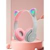 Căști fără fir cu urechi de pisică strălucitoare, căști fără fir pentru jocuri cu desene animate, căști fără fir pliabile cu sunet stereo