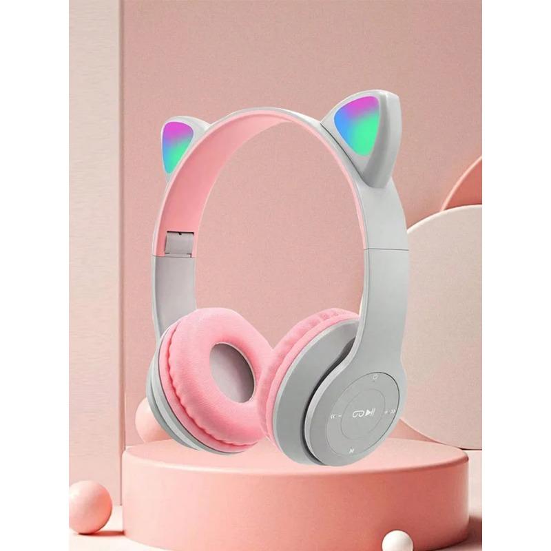 Leuchtendes Headset mit Katzenohren, kabelloses Headset, kabelloses Cartoon-Gaming-Headset, faltbares kabelloses Headset mit Stereo-Sound