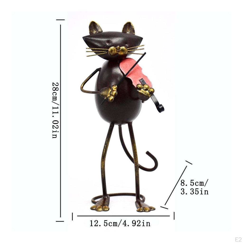2 Pieces Musical Cat Figurine Creative Musician Sculpture Modern Jazz Figurines for