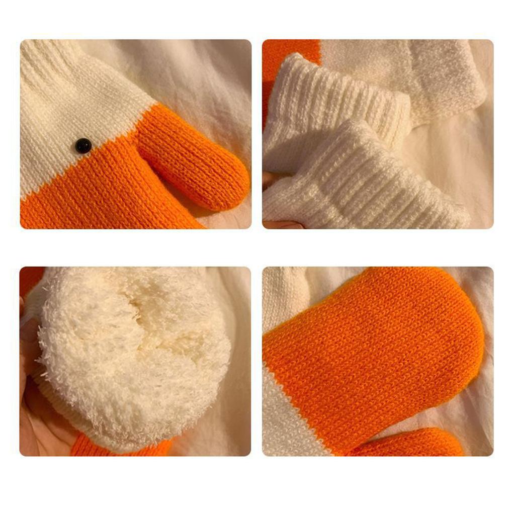 Goose Shaped Knitted Mittens 1 Pair Winter Warm Fleece Lined Thickened Novelty Animal Gloves for Adults Couples