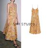 Autumn New Women's Clothing Cotton Blended Round Neck A- Line Decorative Layer Hem Flower Print Dress 8511050