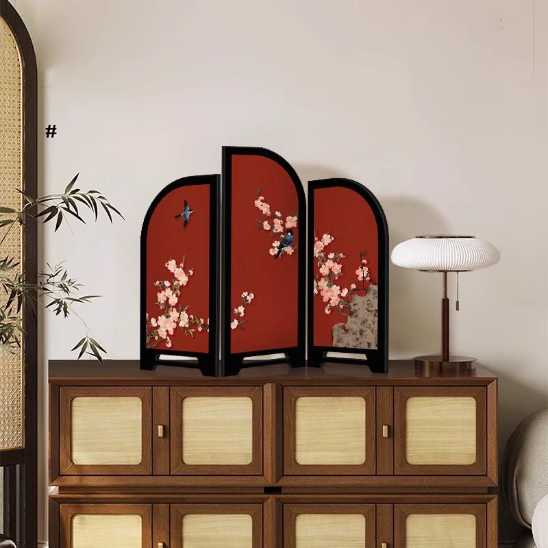 Vintage Bamboo Ink Pattern Desktop Ornament - Retro Chinese Style Decoration