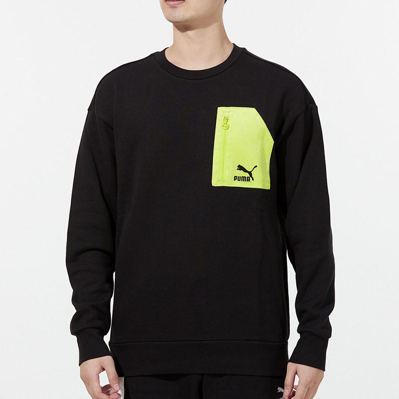 Puma Sweatshirts Men's Black Crew Neck Moderate Regular 535130-01