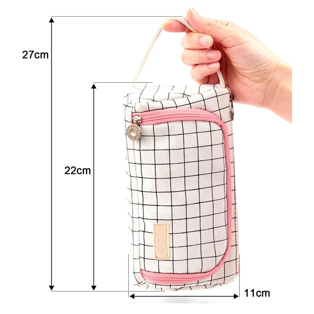 Velkokapacitní penály, multifunkční, pro střední školy, univerzity, kanceláře, studenty, chlapce, ženy, černý pléd (22*11*8 cm)