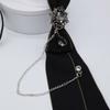 Dam Gotisk Slips Uniform Metallkedja Strass Smycken Halsduk Justerbar Förknuten Fluga Skjortdekoration