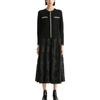Karl Lagerfeld Commuter Outdoor Casual Lightweight Luxury Pearl Lace Round Neck Single-Breasted Knit Sweater Women Sweater Black E36W2013
