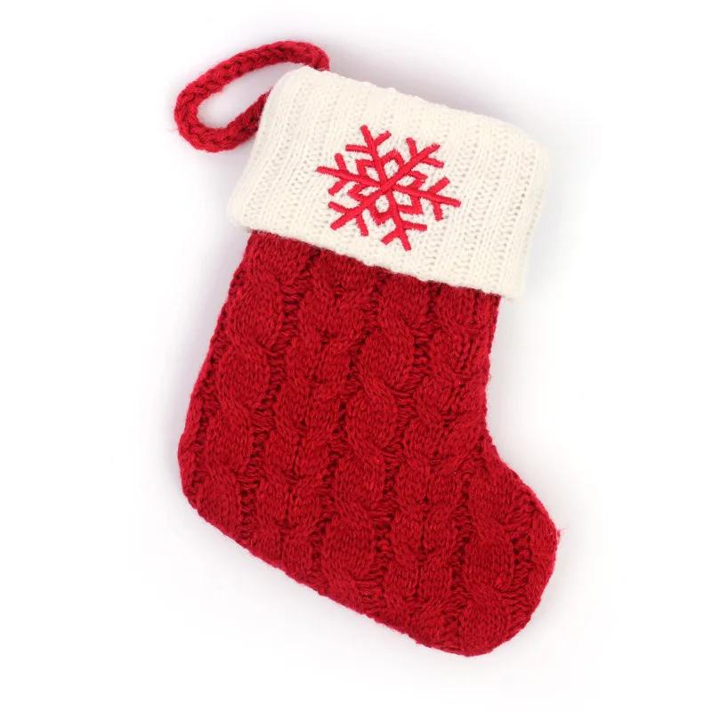 Calcetines Navideños Alphabet Letters Christmas Knitting Stocking Tree Pendant Decorations Christmas Socks Red Snowflake